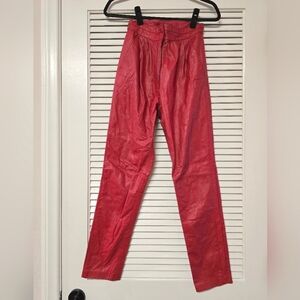 Casablanca - Vintage Red Leather Pants With Pockets 
Runs small! like a size 4